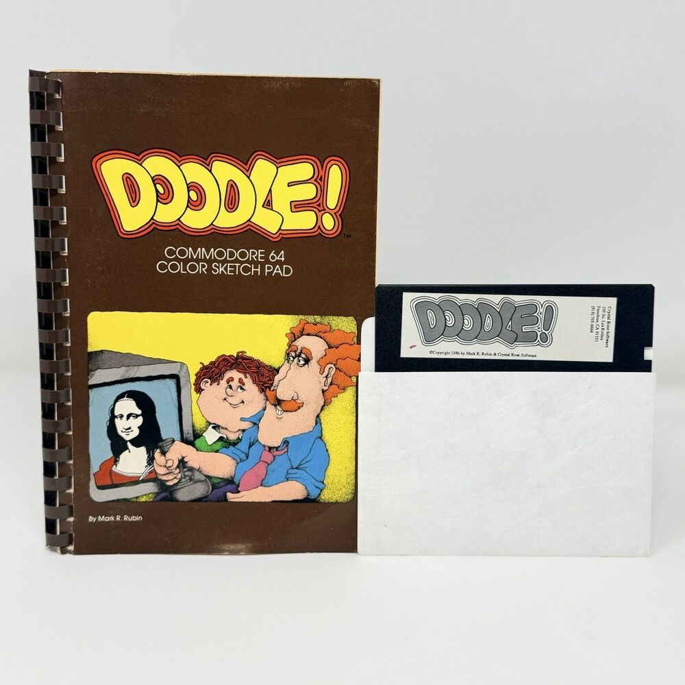 Doodle Commodore 64 C64 Color Sketch Pad Disk Manual Vintage Computer Software